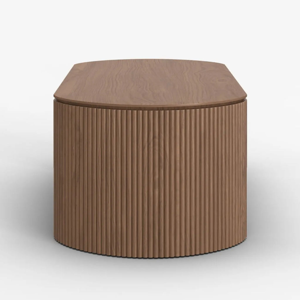 Table basse ovale en bois à plateau relevable de style moderne du milieu du siècle