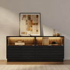 Meuble TV LED rectangulaire moderne en bois noir