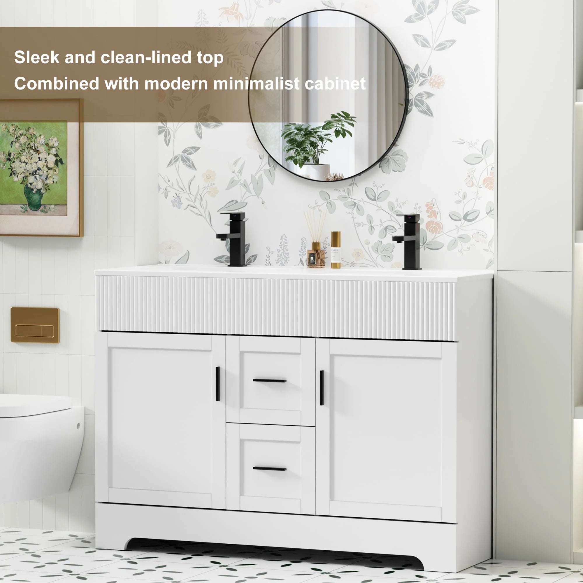 Ensemble meuble-lavabo Wavy Line 30/36/48 avec lavabo et robinet