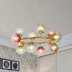 Lustre sphérique annulaire multicolore moderne