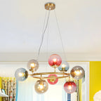 Lustre sphérique annulaire multicolore moderne