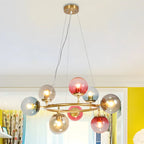 Lustre sphérique annulaire multicolore moderne