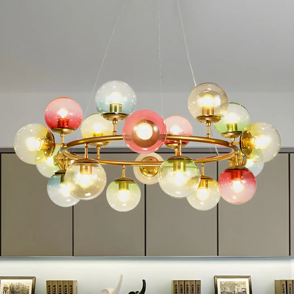 Lustre sphérique annulaire multicolore moderne