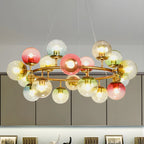 Lustre sphérique annulaire multicolore moderne