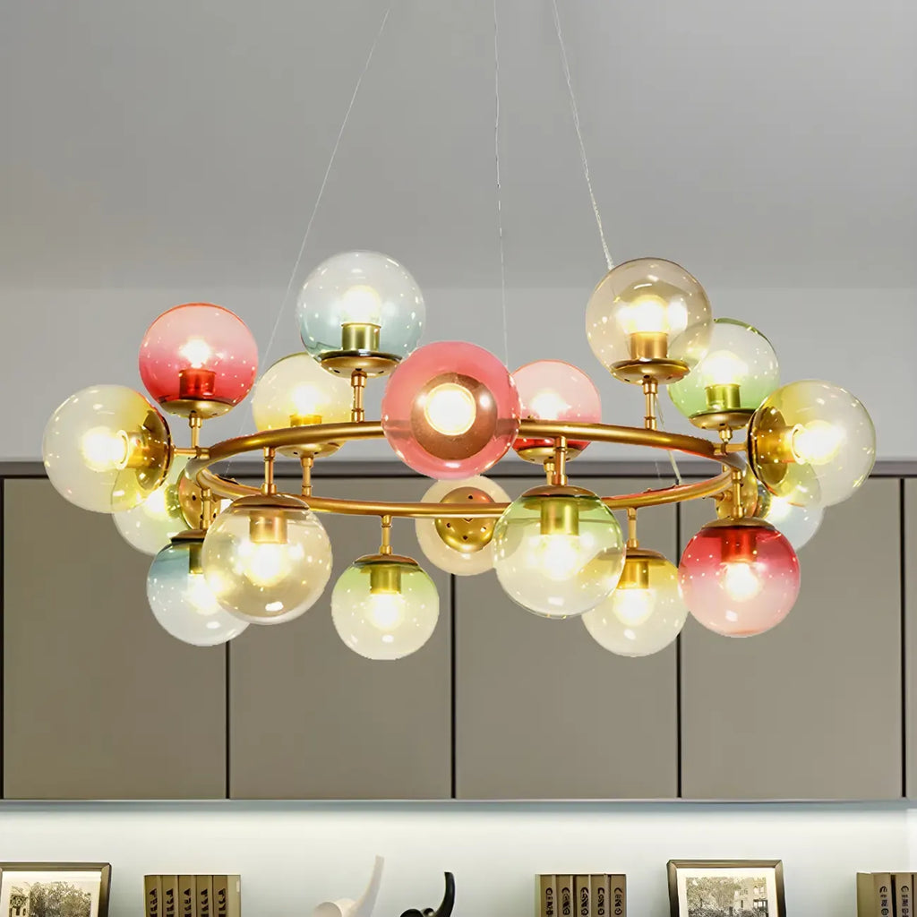 Lustre sphérique annulaire multicolore moderne