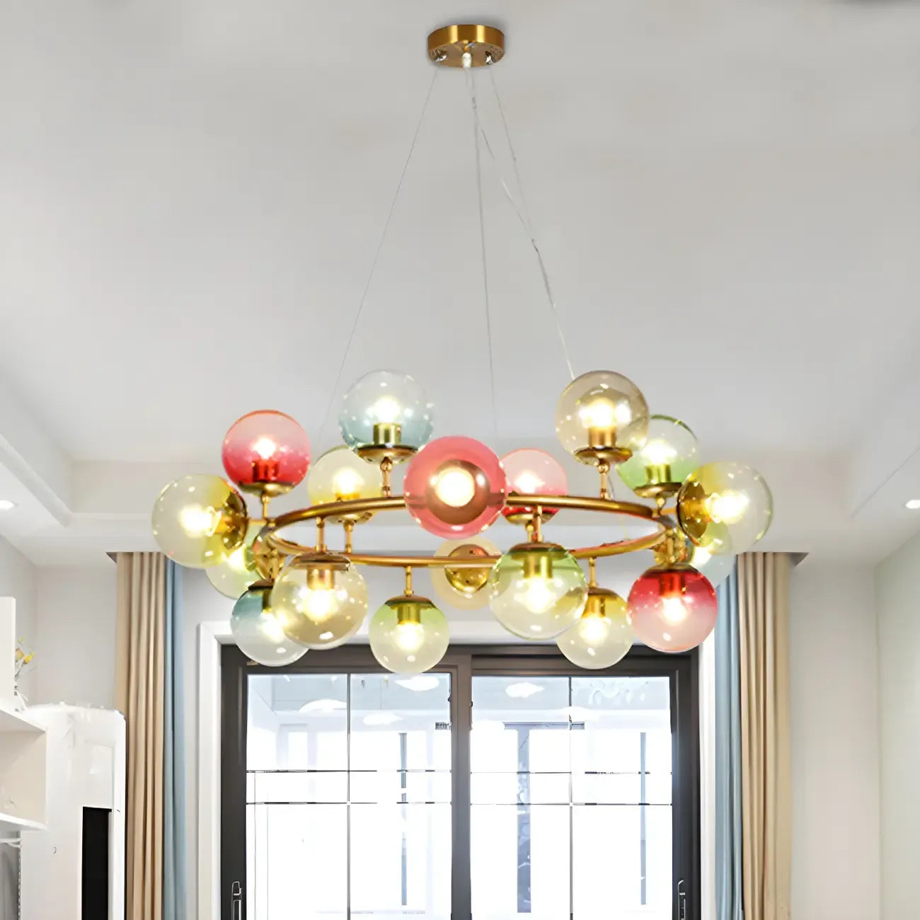 Lustre sphérique annulaire multicolore moderne