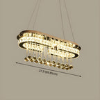 Suspension LED rectangulaire en cristal de luxe pour îlot de cuisine