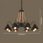 Lustre rustique vintage en métal noir et corde