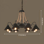 Lustre rustique vintage en métal noir et corde
