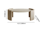 Table basse ovale en travertin Japandi à double piédestal
