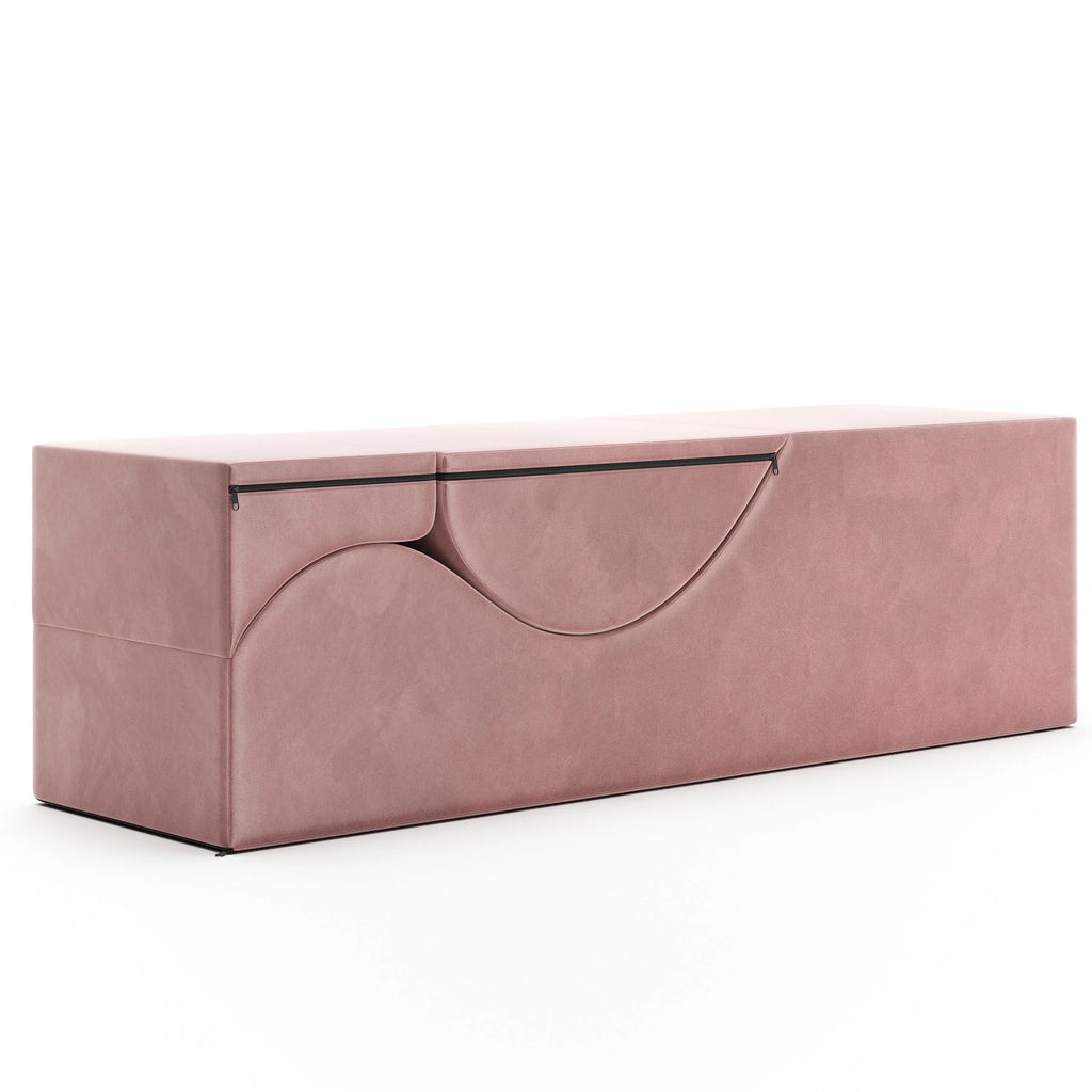 Chaise longue convertible Avana Kami / Yoga et massage - Pouf 2 en 1 avec fauteuil de yoga dépliable dissimulé, Microvelours - Non disponible