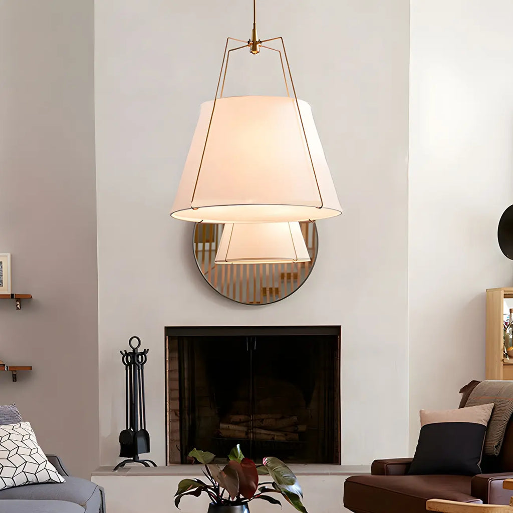 Lustre minimaliste en métal et tissu blanc