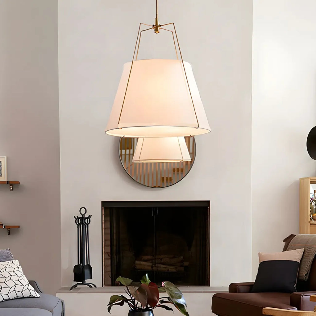 Lustre minimaliste en métal et tissu blanc