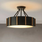 Plafonnier semi-encastré rond rustique en métal avec LED pour chambre à coucher