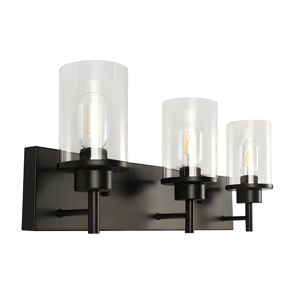 Applique murale industrielle cylindrique en verre noir pour salle de bain