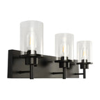Applique murale industrielle cylindrique en verre noir pour salle de bain
