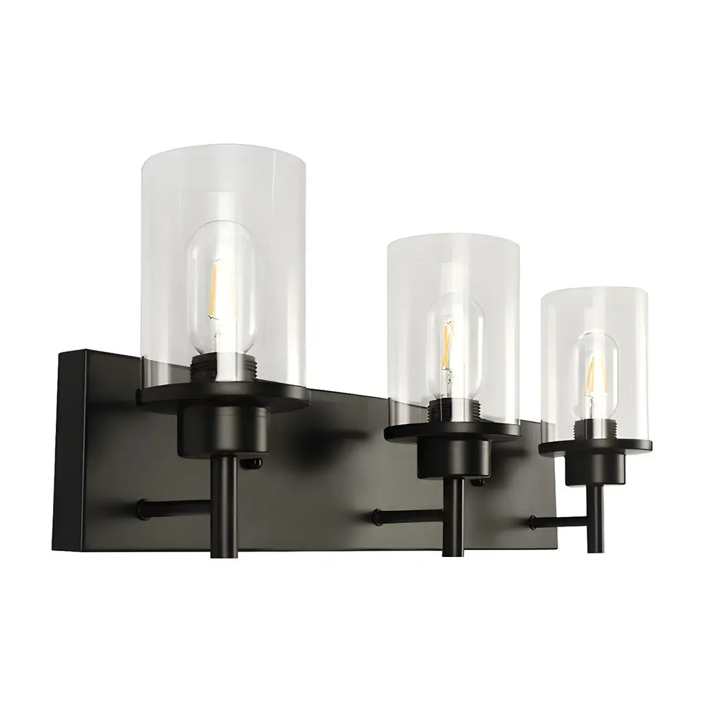 Applique murale industrielle cylindrique en verre noir pour salle de bain
