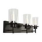 Applique murale industrielle cylindrique en verre noir pour salle de bain