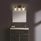 Applique da bagno a 3 luci in stile industriale con paralume in vetro e LED
