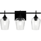 Applique da bagno a 3 luci in stile industriale con paralume in vetro e LED