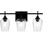 Applique da bagno a 3 luci in stile industriale con paralume in vetro e LED
