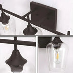 Applique da bagno a 3 luci in stile industriale con paralume in vetro e LED