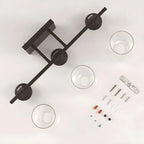 Applique da bagno a 3 luci in stile industriale con paralume in vetro e LED