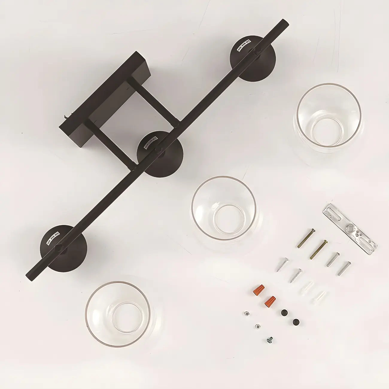 Applique da bagno a 3 luci in stile industriale con paralume in vetro e LED