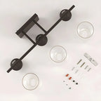 Applique da bagno a 3 luci in stile industriale con paralume in vetro e LED
