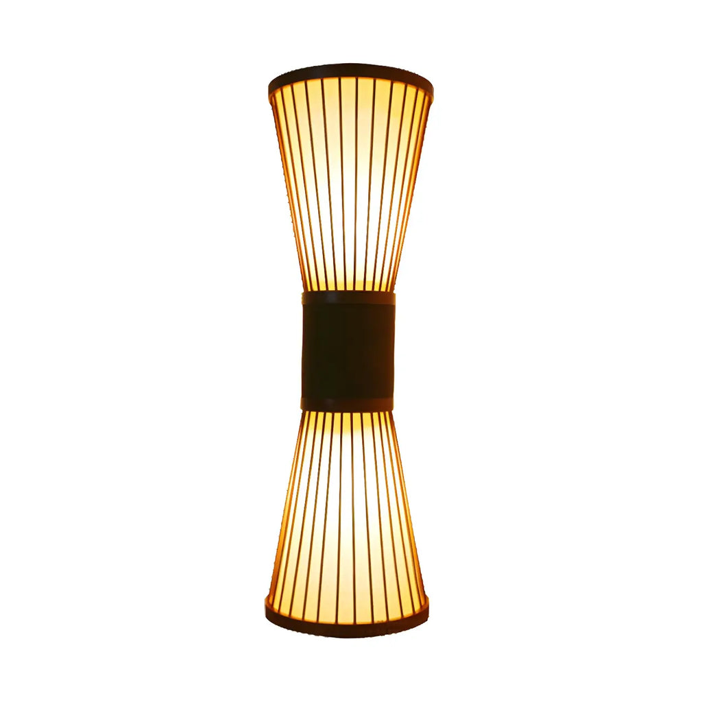 Applique murale extérieure LED 23,5 cm en bambou brun avec 2 lumières