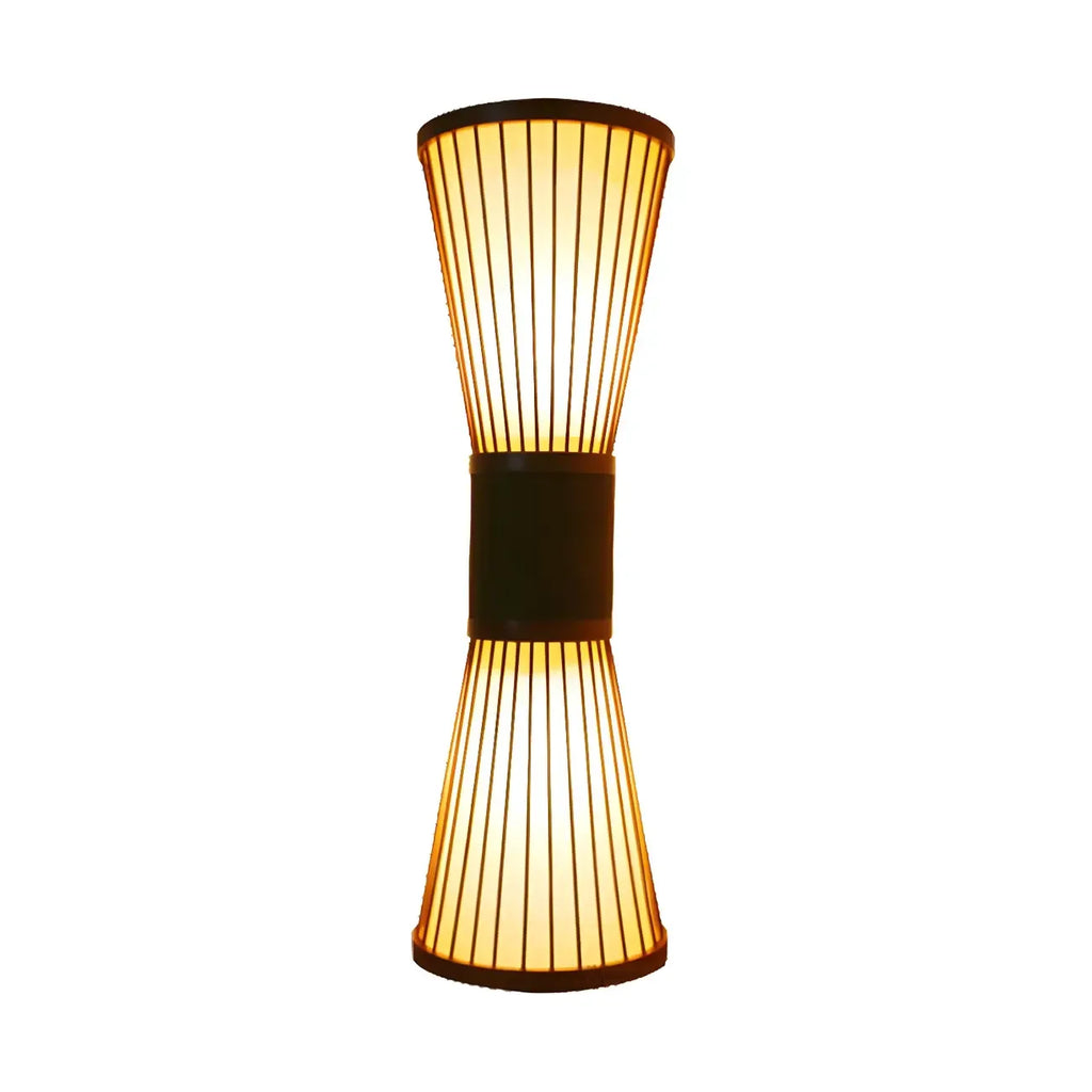Applique murale extérieure LED 23,5 cm en bambou brun avec 2 lumières