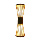 Applique murale extérieure LED 23,5 cm en bambou brun avec 2 lumières