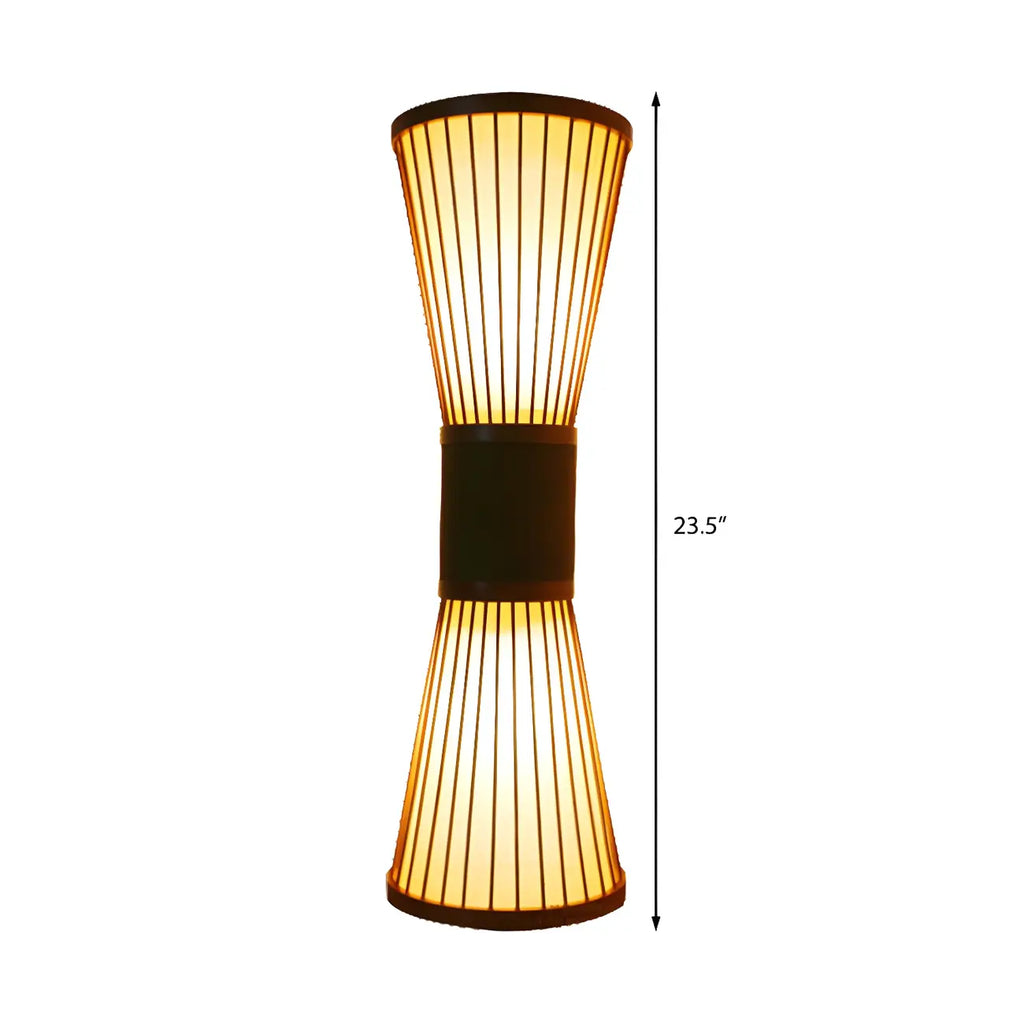 Applique murale extérieure LED 23,5 cm en bambou brun avec 2 lumières
