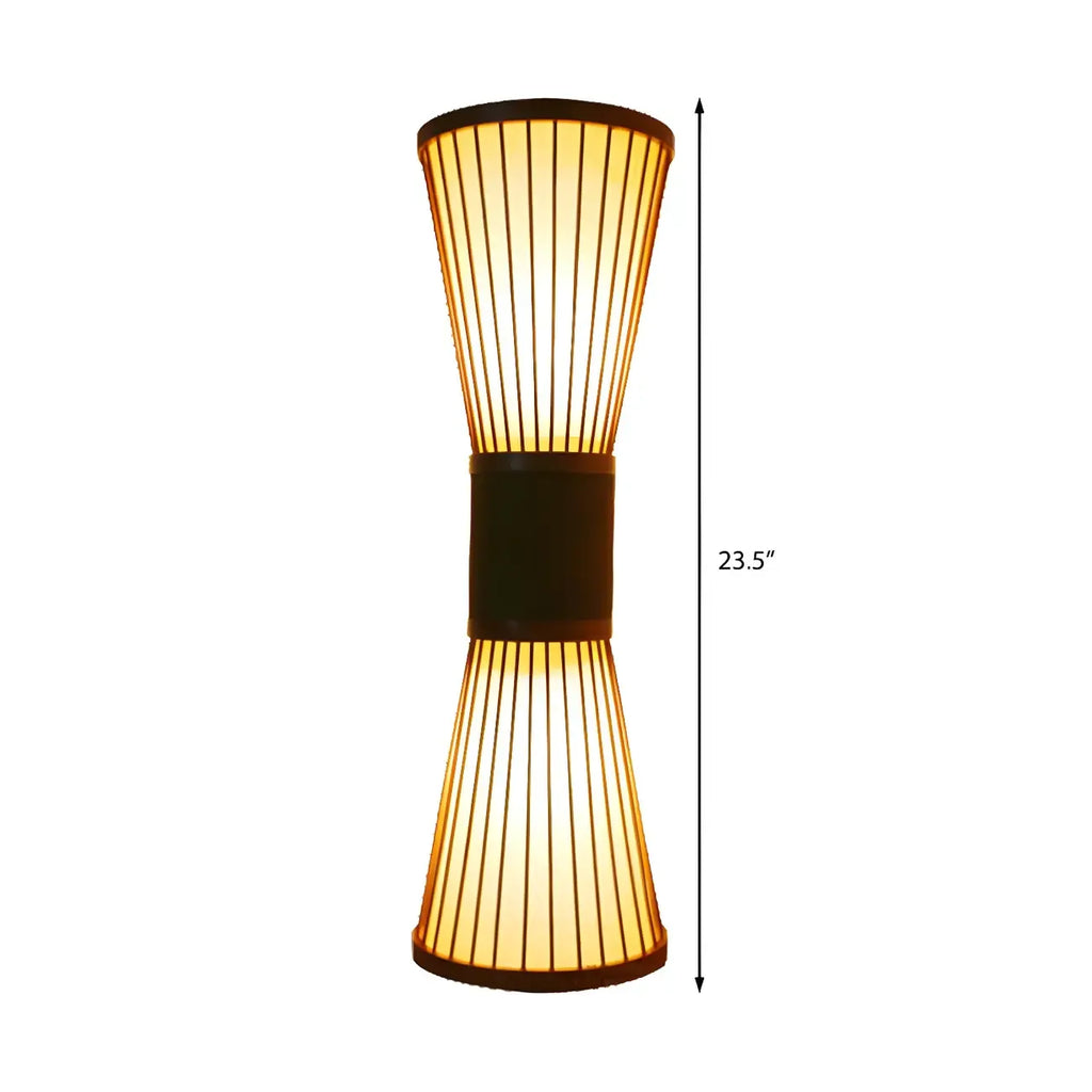 Applique murale extérieure LED 23,5 cm en bambou brun avec 2 lumières