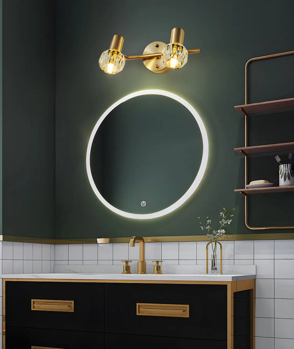 Applique murale en cuivre durable avec globe pour salle de bain
