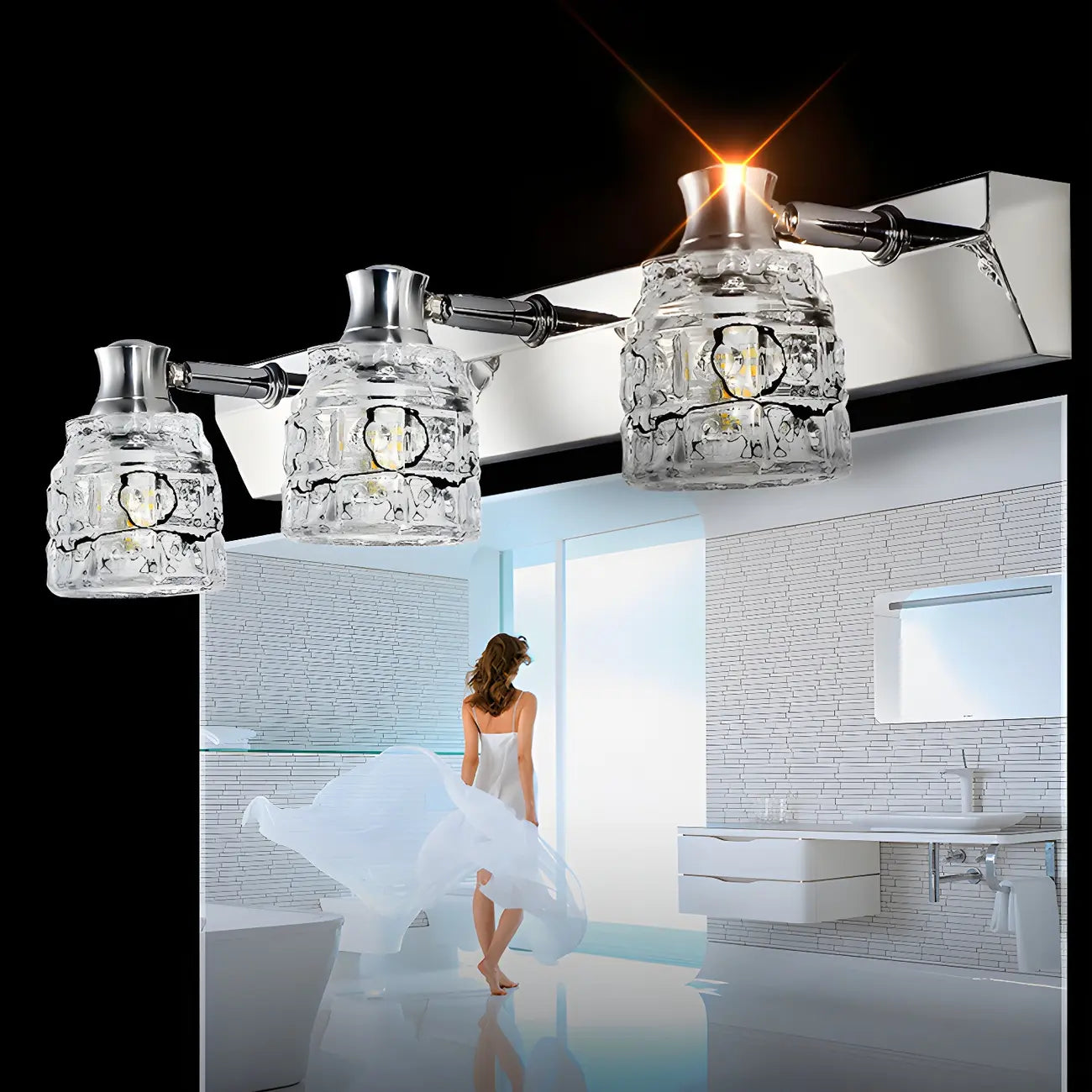 Applique murale Crystal Retro pour salle de bain - Élégance et style rétro