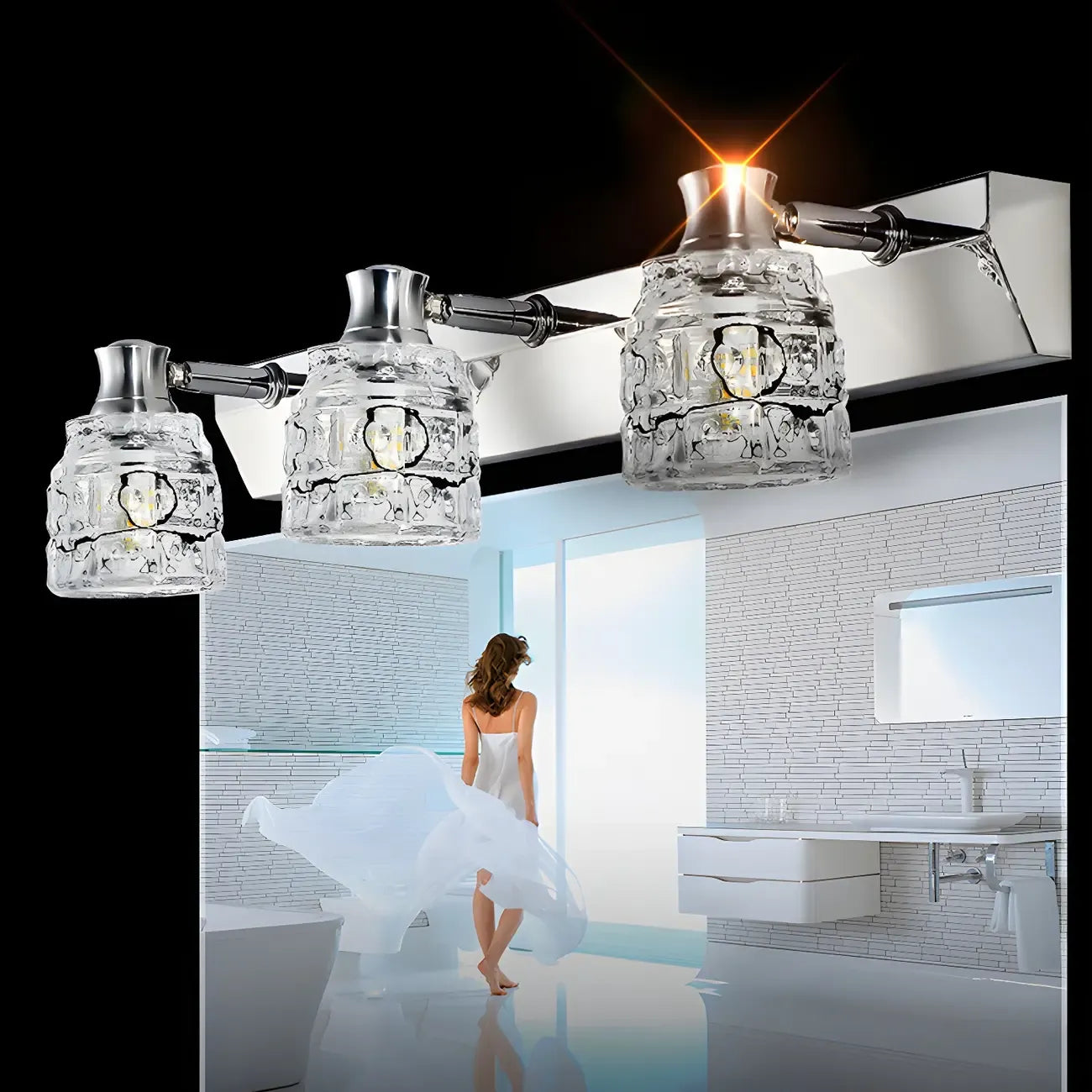 Applique murale Crystal Retro pour salle de bain - Élégance et style rétro