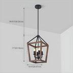 Lustre candélabre ouvert Simplicity en métal noir et bois