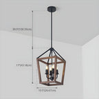 Lustre candélabre ouvert Simplicity en métal noir et bois