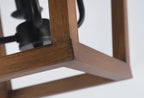 Lustre candélabre ouvert Simplicity en métal noir et bois