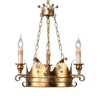 Lustre royal en fer forgé à couronne dorée
