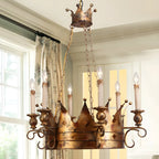 Lustre royal en fer forgé à couronne dorée