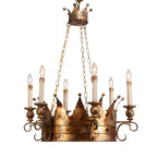 Lustre royal en fer forgé à couronne dorée