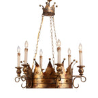 Lustre royal en fer forgé à couronne dorée