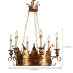 Lustre royal en fer forgé à couronne dorée