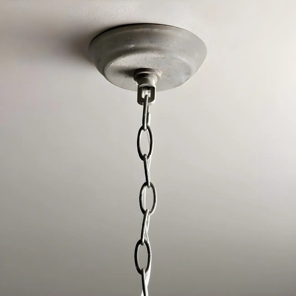 Lampadario a gabbia in ferro grigio anticato portacandele