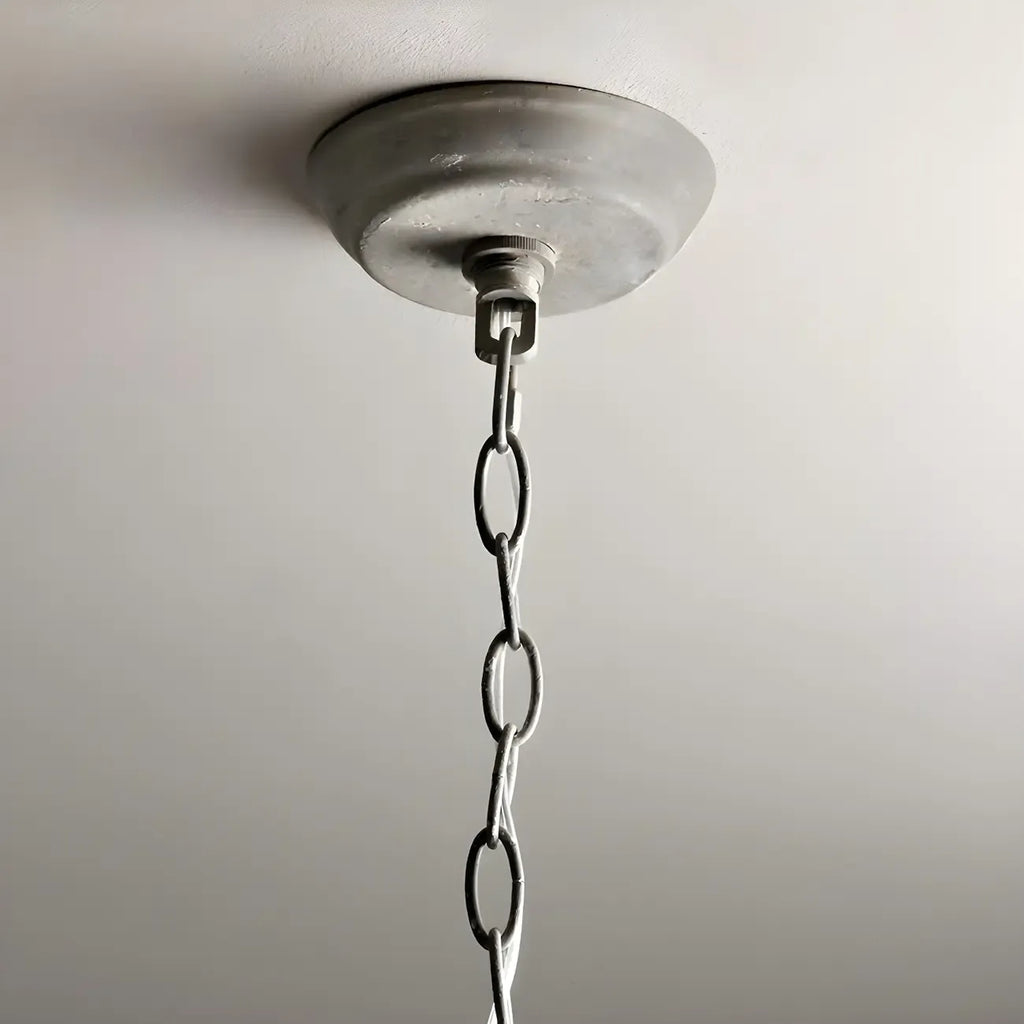 Lampadario a gabbia in ferro grigio anticato portacandele