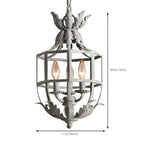 Lampadario a gabbia in ferro grigio anticato portacandele