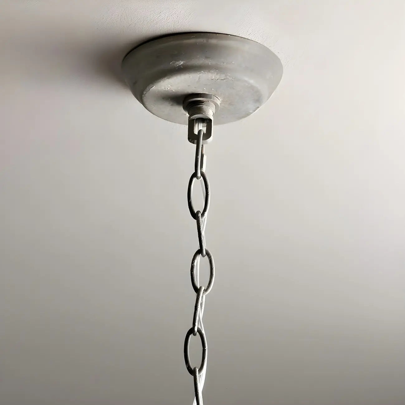 Lampadario a gabbia in ferro grigio anticato portacandele