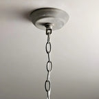 Lampadario a gabbia in ferro grigio anticato portacandele